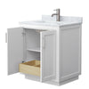 Custom image for White with Brushed Nickel Trim / White Carrara Marble / No Mirror
