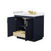 Custom image for Dark Blue with Brushed Gold Trim / White Cultured Marble / No Mirror