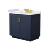 Custom image for Dark Blue with Brushed Gold Trim / White Cultured Marble / No Mirror