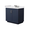 Custom image for Dark Blue with Brushed Nickel Trim / White Cultured Marble / No Mirror