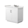 Custom image for White with Brushed Nickel Trim / Carrara Cultured Marble / No Mirror
