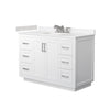 Custom image for White with Brushed Nickel Trim / Carrara Cultured Marble / No Mirror