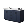 Custom image for Dark Blue with Matte Black Trim / Carrara Cultured Marble / No Mirror