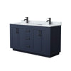Custom image for Dark Blue with Matte Black Trim / White Carrara Marble / No Mirror