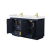 Custom image for Dark Blue with Brushed Gold Trim / White Cultured Marble / No Mirror