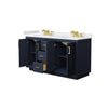 Custom image for Dark Blue with Brushed Gold Trim / White Cultured Marble / No Mirror