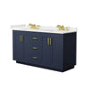 Custom image for Dark Blue with Brushed Gold Trim / White Quartz / No Mirror