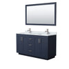 Custom image for Dark Blue with Brushed Nickel Trim / White Carrara Marble / 58