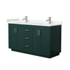 Custom image for Green with Brushed Nickel Trim / Carrara Cultured Marble / No Mirror