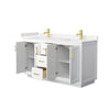 Custom image for White with Brushed Gold Trim / Carrara Cultured Marble / No Mirror