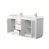 Custom image for White with Brushed Gold Trim / White Cultured Marble / No Mirror