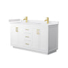 Custom image for White with Brushed Gold Trim / White Cultured Marble / No Mirror