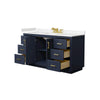 Custom image for Dark Blue with Brushed Gold Trim / Carrara Cultured Marble / No Mirror