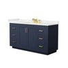Custom image for Dark Blue with Brushed Gold Trim / White Quartz / No Mirror