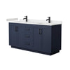 Custom image for Dark Blue with Matte Black Trim / Carrara Cultured Marble / No Mirror