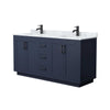 Custom image for Dark Blue with Matte Black Trim / White Carrara Marble / No Mirror