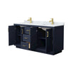 Custom image for Dark Blue with Brushed Gold Trim / White Carrara Marble / No Mirror
