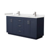 Custom image for Dark Blue with Brushed Nickel Trim / Carrara Cultured Marble / No Mirror