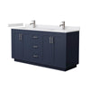 Custom image for Dark Blue with Brushed Nickel Trim / White Cultured Marble / No Mirror
