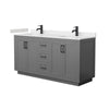 Custom image for Dark Gray with Matte Black Trim / Carrara Cultured Marble / No Mirror