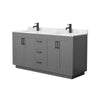 Custom image for Dark Gray with Matte Black Trim / White Carrara Marble / No Mirror