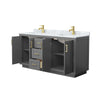 Custom image for Dark Gray with Brushed Gold Trim / White Carrara Marble / No Mirror