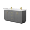 Custom image for Dark Gray with Brushed Gold Trim / White Cultured Marble / No Mirror