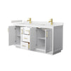 Custom image for White with Brushed Gold Trim / Carrara Cultured Marble / No Mirror