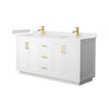 Custom image for White with Brushed Gold Trim / Carrara Cultured Marble / No Mirror