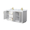 Custom image for White with Brushed Gold Trim / White Carrara Marble / No Mirror
