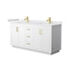 Custom image for White with Brushed Gold Trim / White Cultured Marble / No Mirror