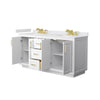 Custom image for White with Brushed Gold Trim / White Cultured Marble / No Mirror