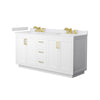 Custom image for White with Brushed Gold Trim / White Cultured Marble / No Mirror