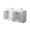 Custom image for White with Brushed Gold Trim / White Quartz / No Mirror