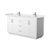 Custom image for White with Brushed Nickel Trim / Carrara Cultured Marble / No Mirror