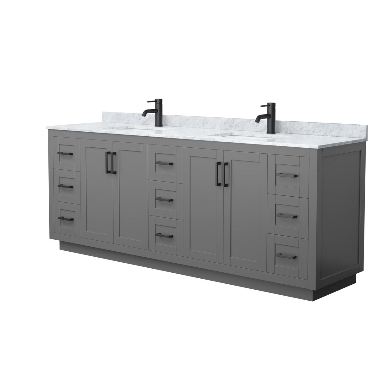 Miranda Bathroom Vanity with Countertop 84 inch Double Sink Single hol ...
