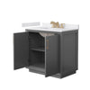 Custom image for Dark Gray with Satin Bronze Trim / White Cultured Marble / No Mirror