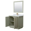 Custom image for Light Green with Satin Bronze Trim / White Carrara Marble / 34