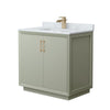 Custom image for Light Green with Satin Bronze Trim / White Carrara Marble / No Mirror