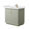 Custom image for Light Green with Satin Bronze Trim / White Cultured Marble / No Mirror
