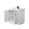 Custom image for White with Matte Black Trim / White Carrara Marble / No Mirror