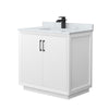 Custom image for White with Matte Black Trim / White Carrara Marble / No Mirror