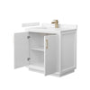 Custom image for White with Satin Bronze Trim / Carrara Cultured Marble / No Mirror