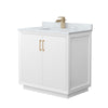 Custom image for White with Satin Bronze Trim / White Carrara Marble / No Mirror