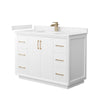 Custom image for White with Satin Bronze Trim / Carrara Cultured Marble / No Mirror