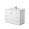 Custom image for White with Satin Bronze Trim / White Carrara Marble / No Mirror
