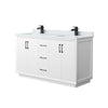 Custom image for White with Matte Black Trim / White Carrara Marble / No Mirror