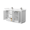 Custom image for White with Brushed Nickel Trim / Carrara Cultured Marble / No Mirror