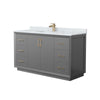 Custom image for Dark Gray with Satin Bronze Trim / White Carrara Marble / No Mirror