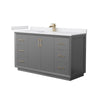 Custom image for Dark Gray with Satin Bronze Trim / White Cultured Marble / No Mirror